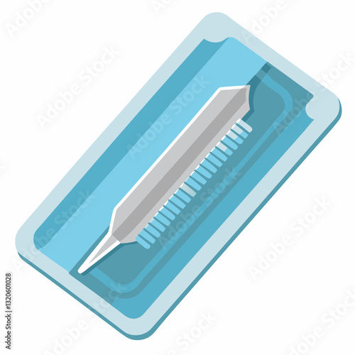 disposable scalpel blade in a sealed sterile pack 