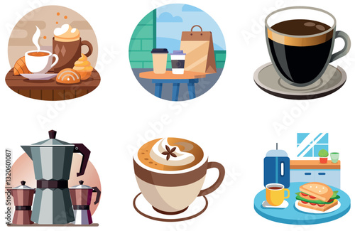 Cozy Latte Art Coffee Bundle Collection Stickers