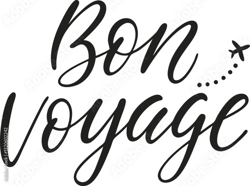 Elegant hand-lettered Bon Voyage travel typography