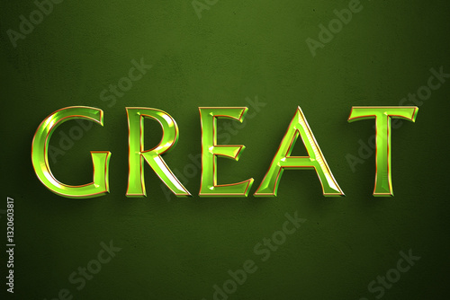 Gem jewel text effect of word Great on green background.