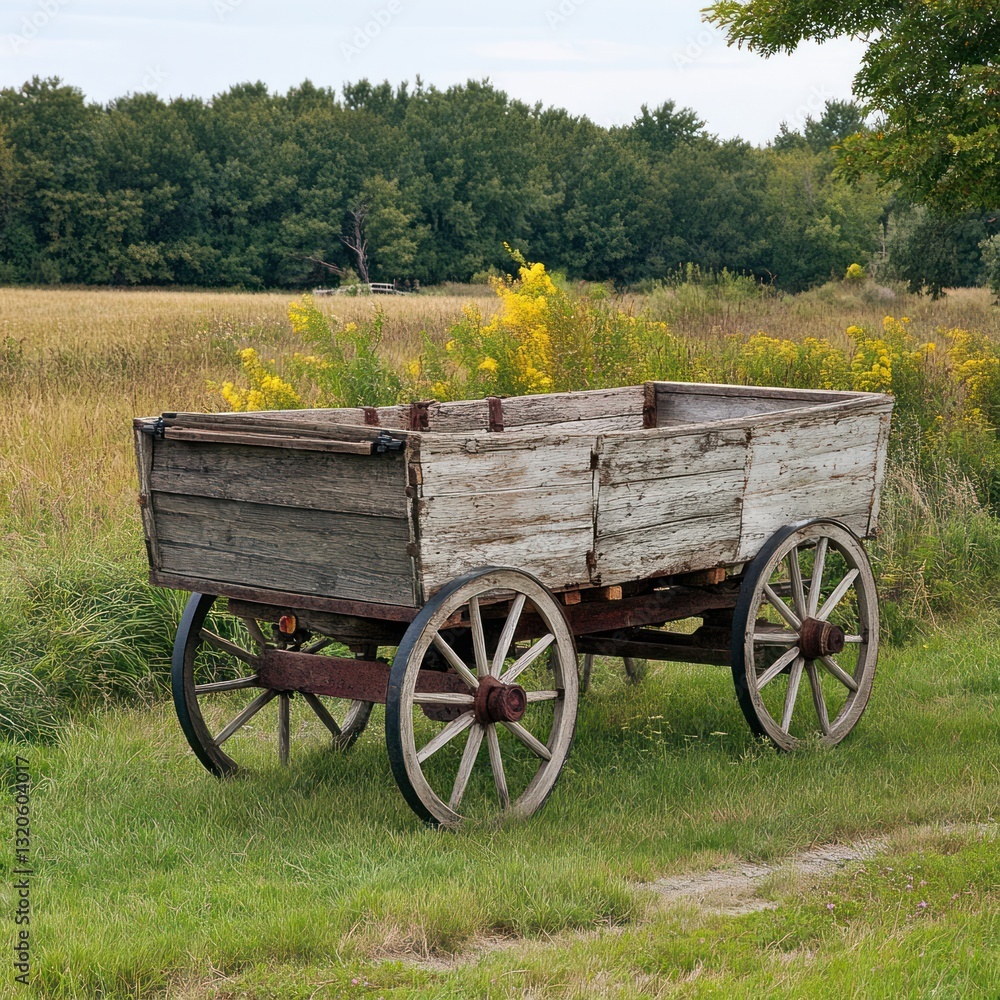 Obraz premium Old wooden farm wagon