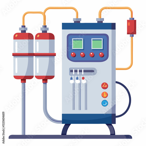 dialysis machine with connected tubes and filters