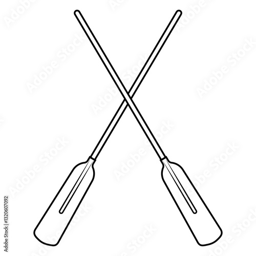 Two Crossed Oars on White Background, Nautical Adventure Art