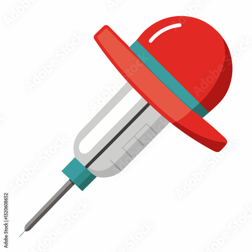 hypodermic needle wearing a cap