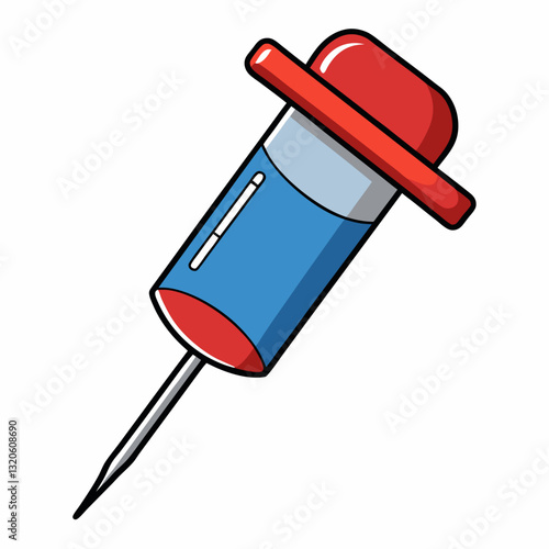 hypodermic needle wearing a cap