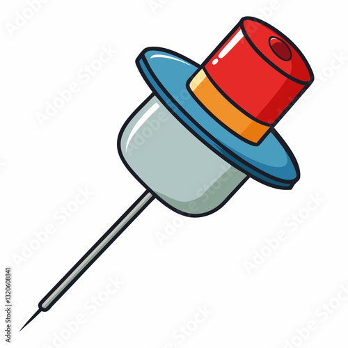 hypodermic needle wearing a cap
