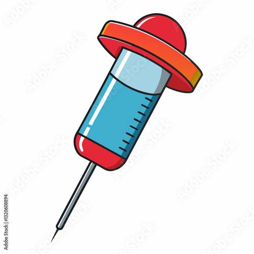 hypodermic needle wearing a cap