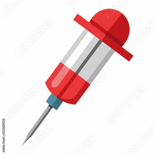 hypodermic needle wearing a cap
