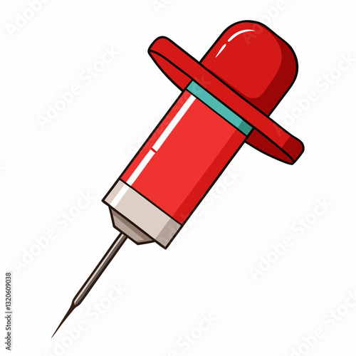 hypodermic needle wearing a cap