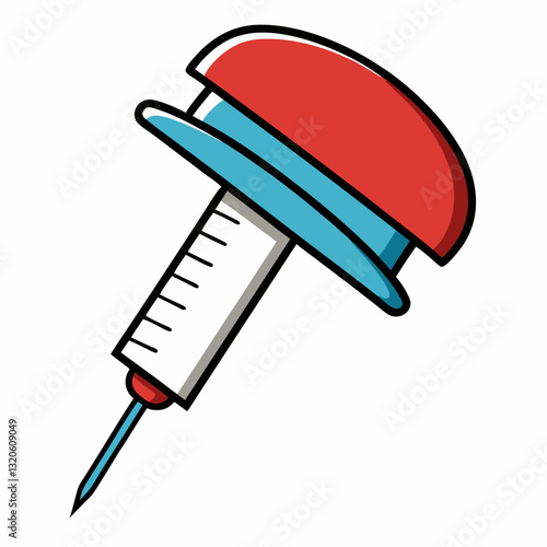 hypodermic needle wearing a cap