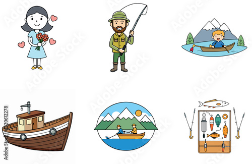 Vibrant Coral Reef Bundle. Fishing Paradise Collection Icons