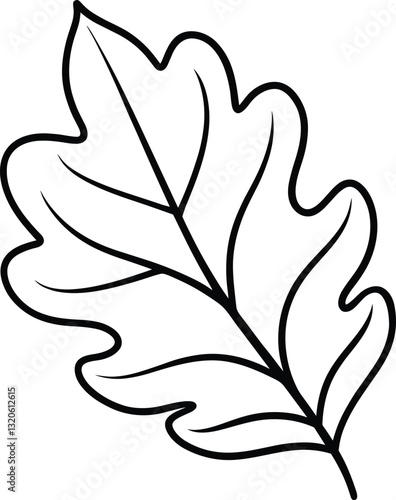 Elegant Hand-Drawn Oak Leaf Line Art Vector - Autumn and Fall Botanical Illustration