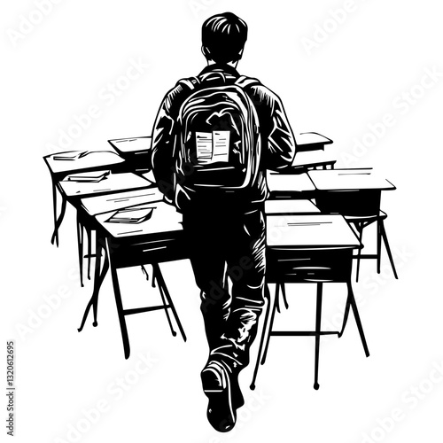 Classroom Silhouette Illustrations for Modern Educational Environments