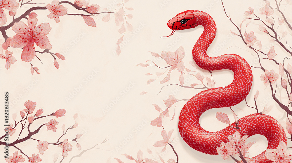 Fototapeta premium Chinese greeting card with snake background