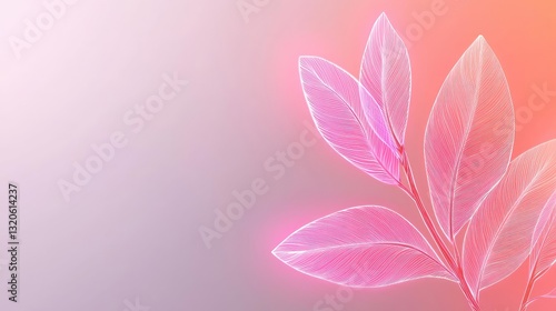 Floral illustration abstract background idea. A vibrant pink leaf design against a soft gradient background.