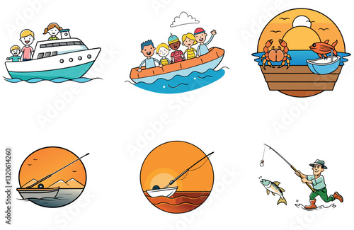 Fresh Fishing Bundle. Pristine Catch Collection Icons