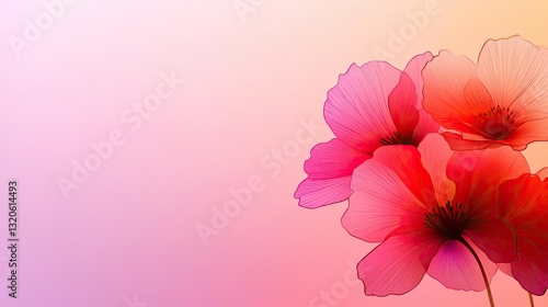 Floral illustration abstract background idea. Vibrant pink flowers against a soft gradient background, perfect for floral designs.