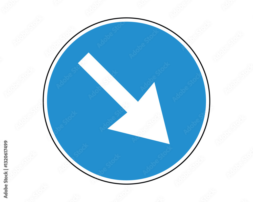 Mandatory Direction Road Sign - Bypass Obstacle on the Right - High Quality Vectorial Graphic Mandatory Direction Road Sign - Bypass Obstacle on the Right - High Quality Vectorial Graphic