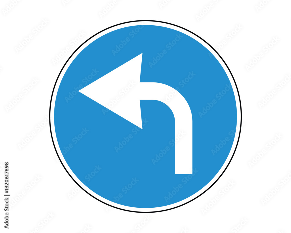 Mandatory Direction Road Sign - Left Turn Only Traffic Regulation - High Quality Vectorial Graphic Mandatory Direction Road Sign - Left Turn Only Traffic Regulation - High Quality Vectorial Graphic