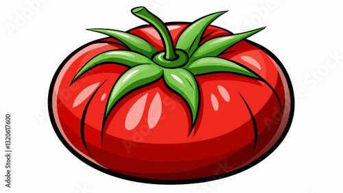 Isolated red tomato on white background. Fresh red tomato clipped for simplicity