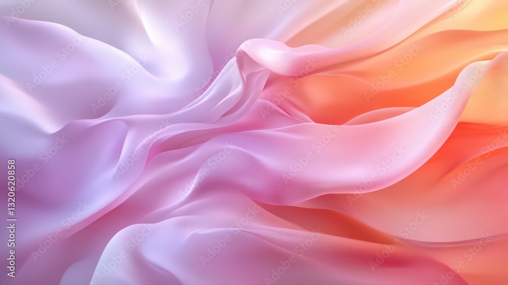 Obraz premium Abstract Flowing Fabric in Pastel Pink and Orange