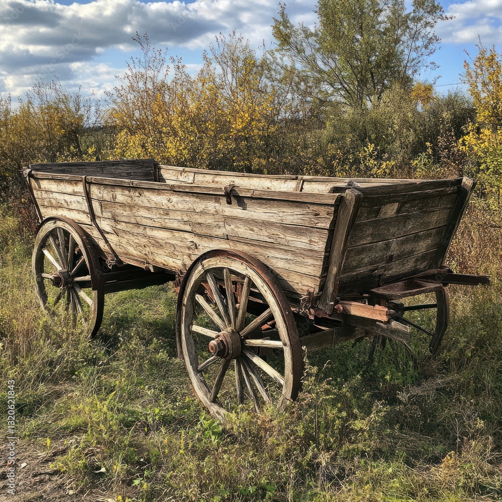 Fototapeta premium Old wooden farm wagon