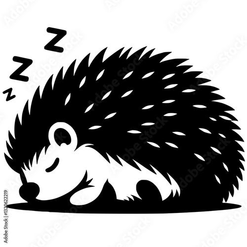 Silhouette of a sleeping hedgehog