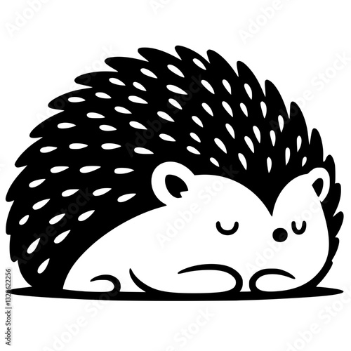 Silhouette of a sleeping hedgehog