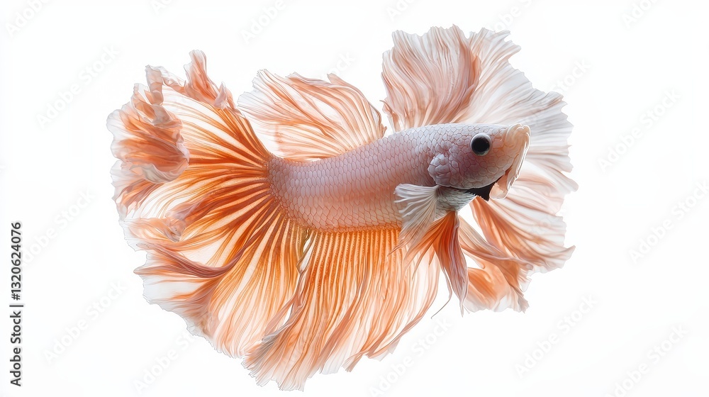 Fototapeta premium Striking smoky betta fish isolated on a white background showcasing its unique coloration and graceful movement