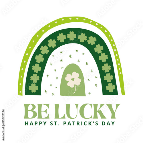 St. Patrick’s day rainbow. Cute Saint Patricks day clipart. Vector template for poster, banner, greeting card, flyer, postcard, sticker, clothes, etc.