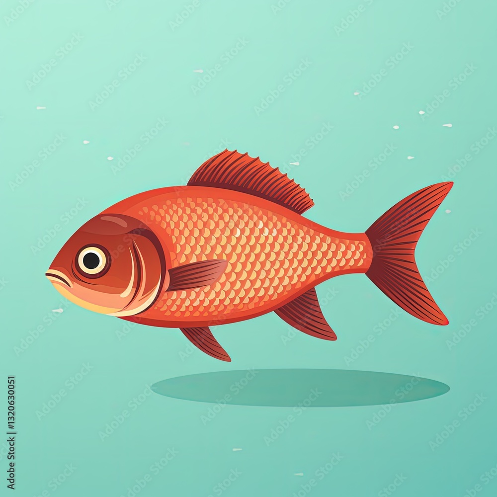 Fototapeta premium Vintage Inspired Mid-Century Modern Fish with Retro Aesthetic