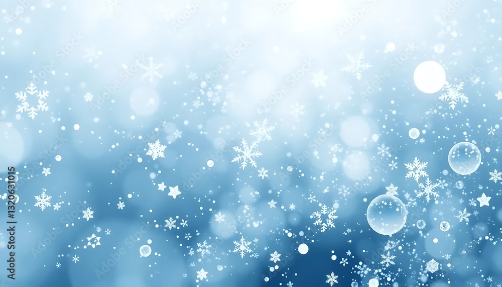Magical Winter: Abstract Background with Snowflakes, Stars, Bubbles, and Bokeh Effect. Magical Winter: Abstract Background with Snowflakes, Stars, Bubbles, and Bokeh Effect.