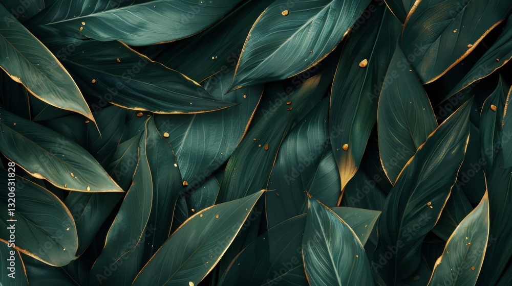 Fototapeta premium Minimalist Tropical Leaves with Gold Accents 