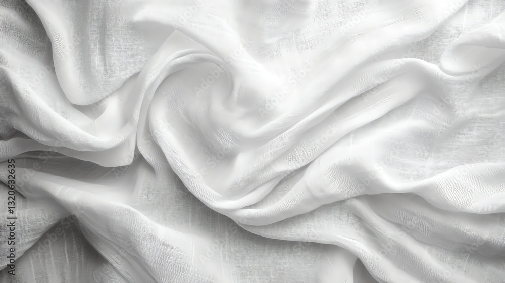 Fototapeta premium Soft White Fabric Draping with Elegant Folds and Delicate Texture