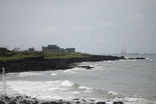 바다 지평선 석양