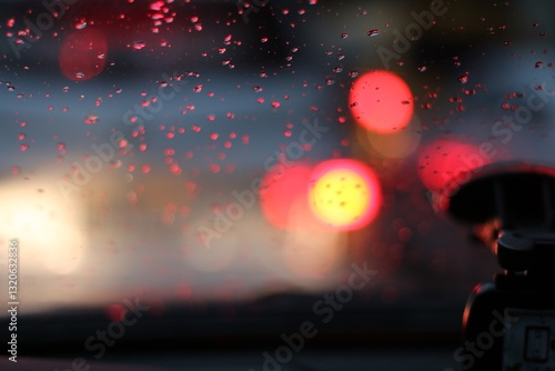 유리에 비친 물방울 불빛