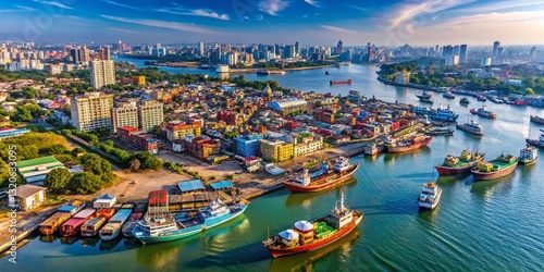 Wallpaper Mural Aerial View of Chittagong, Bangladesh: Bustling Port City & Fishing Harbor Torontodigital.ca