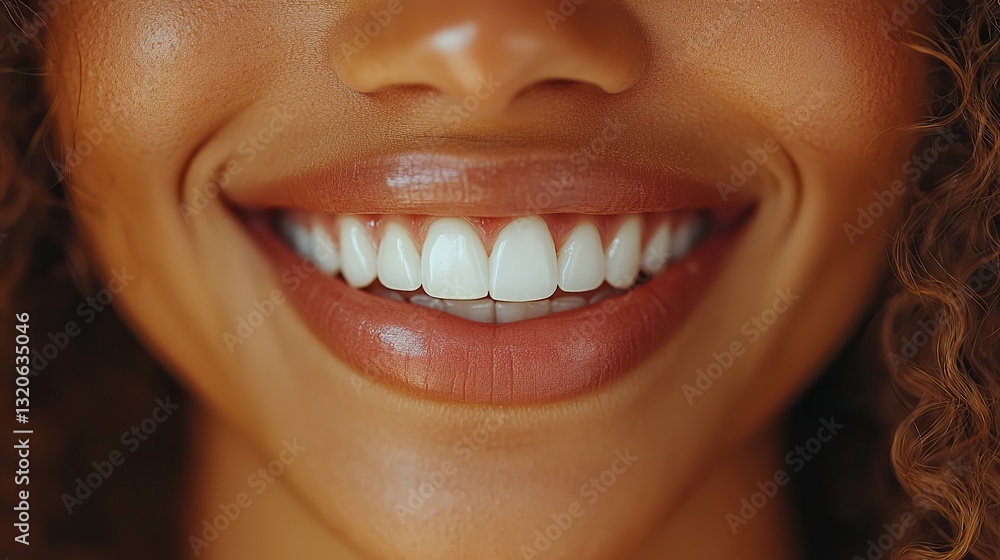 Close-up captures radiant smile with bright white teeth and glossy pink lips embodying beauty, health and cosmetic treatments. Close-up captures radiant smile with bright white teeth and glossy pink lips embodying beauty, health and cosmetic treatments.