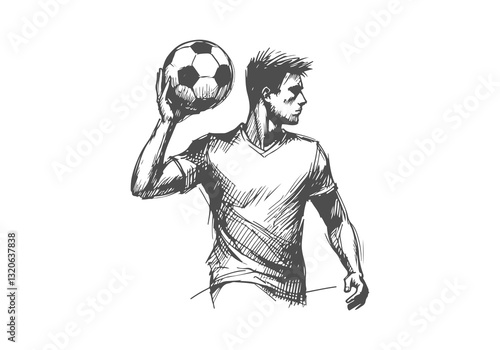  Soccer Player hand drawn sketch illustration vector 