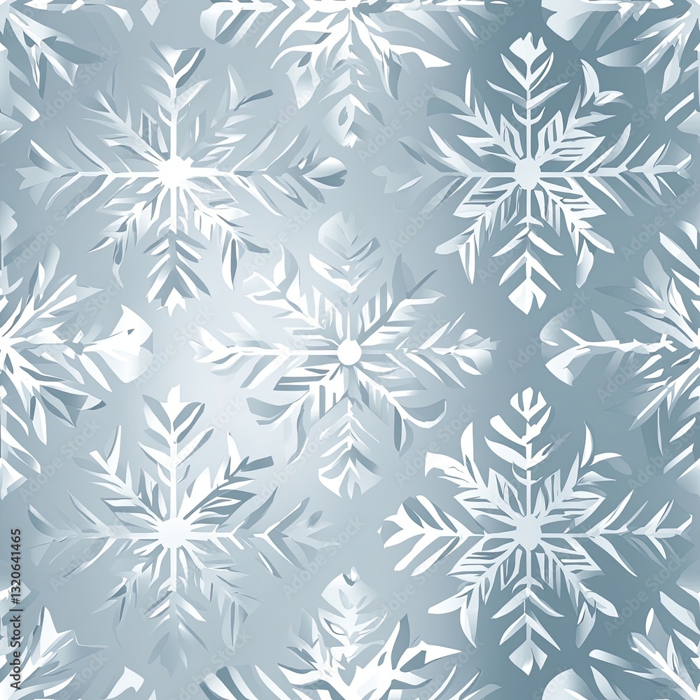 Abstract Metallic Silver Snowflake Seamless Pattern Design for Winter Holidays Abstract Metallic Silver Snowflake Seamless Pattern Design for Winter Holidays