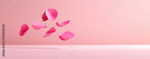 Pastel color illustration abstract background concept. Delicate pink petals floating gracefully against a soft pink background.