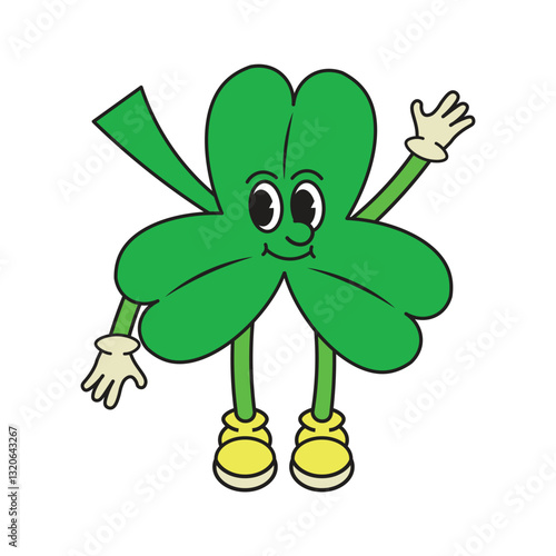 Cartoon Groovy Shamrock