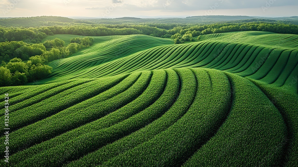 Crops grow in diagonal rows, abstract green agricultural fields. Crops grow in diagonal rows, abstract green agricultural fields.