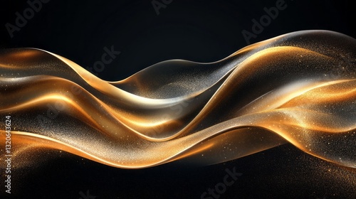 This elegant background features a flowing golden wave design on a deep black backdrop. It enhances the high-end aesthetic, perfectly suited for exclusive events and upscale celebrations