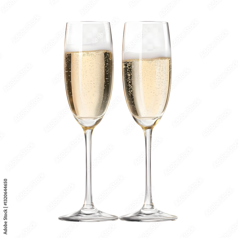 A pair of elegant golden champagne glasses with a sleek design slightly reflective surface and delicate stems perfectly isolated on a transparent background A pair of elegant golden champagne glasses with a sleek design slightly reflective surface and delicate stems perfectly isolated on a transparent background