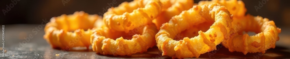 Deep-fried onion rings, crunchy, bright lighting, food photography, juicy Deep-fried onion rings, crunchy, bright lighting, food photography, juicy