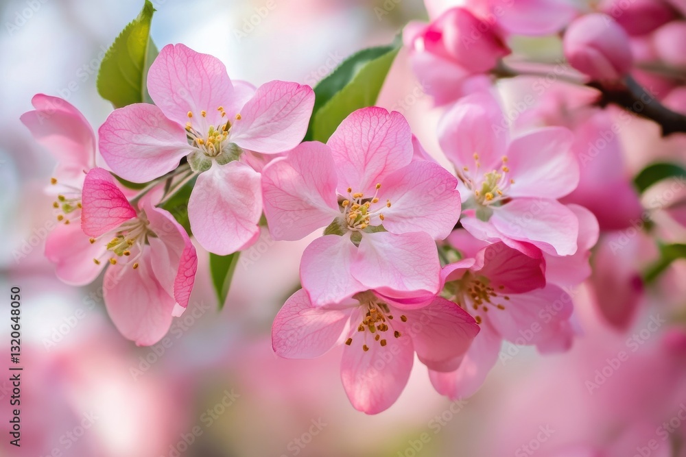 Lovely pink apple blossoms bloom in a cheerful spring landscape, embodying the essence of nature's beauty and renewal. Perfect for seasonal decoration and floral themes Lovely pink apple blossoms bloom in a cheerful spring landscape, embodying the essence of nature's beauty and renewal. Perfect for seasonal decoration and floral themes