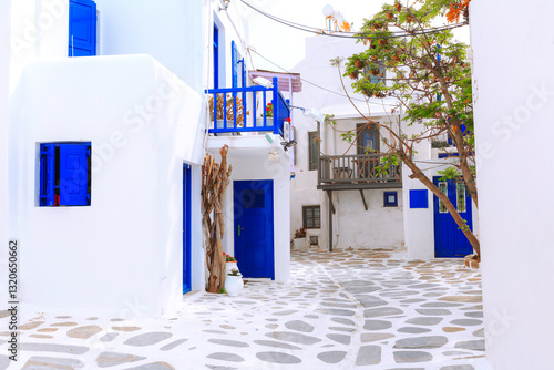 Fototapeta Naklejka Na Ścianę i Meble -  Mykonos street view in Greece, Cyclades