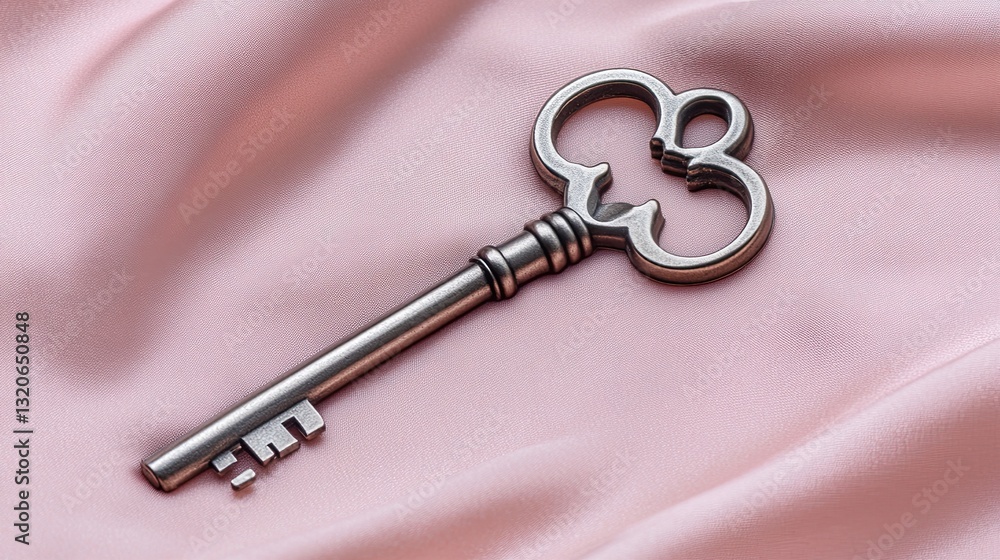 Silver Key Symbolizing Home Security on a Soft Background Silver Key Symbolizing Home Security on a Soft Background