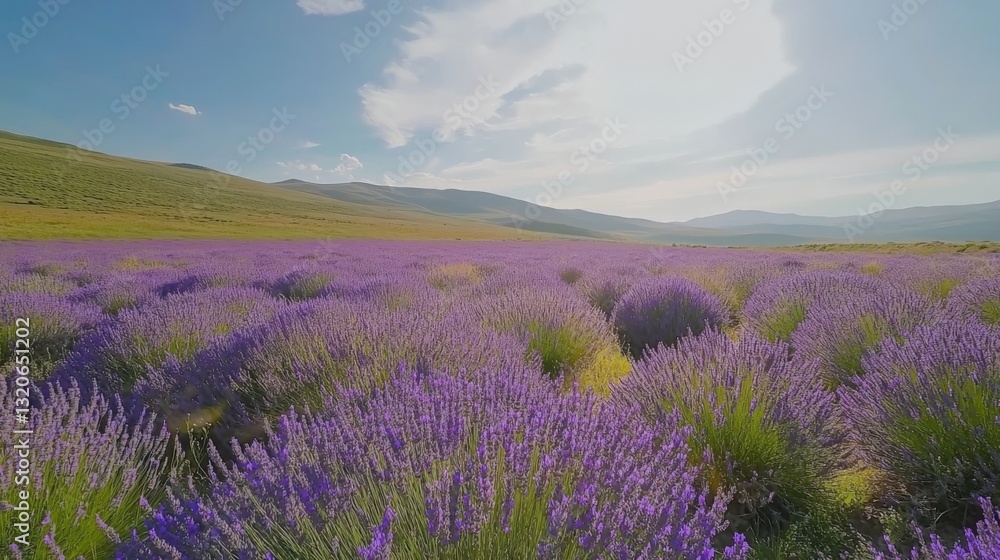 Fototapeta premium Lavender field under a bright sky